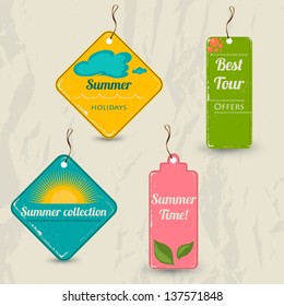 Set of 4 retro summer tags. Vector illustration EPS10