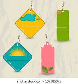 Set of 4 retro summer tags. Vector illustration EPS10