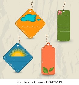 Set of 4 retro summer tags. Vector illustration EPS8