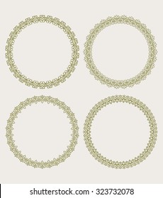 Set of 4 rich decorated calligraphic round frames.
