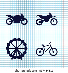 Set of 4 ride filled icons such as ferris wheel, bicycle