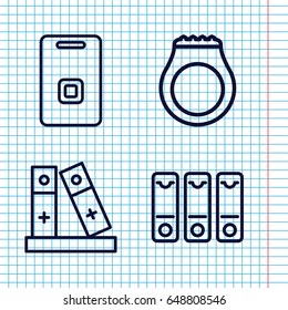 Set Of 4 Ring Outline Icons Such As Binder, Door Ringer