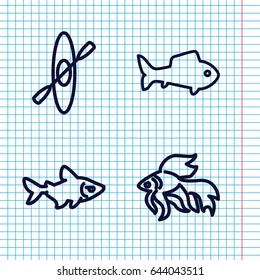 Set of 4 river outline icons such as fish