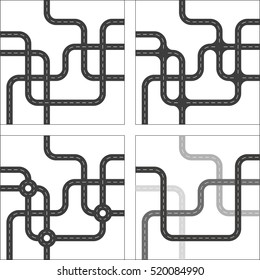 Set of 4 Roads in Gray Threaded Pattern