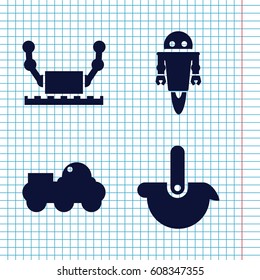 Set of 4 robotic filled icons such as 