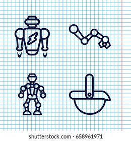 Set of 4 robotic outline icons such as robot