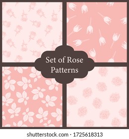 Set of 4 Rose and Leaves Background Patterns