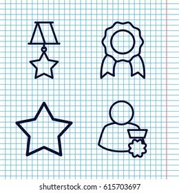 Set of 4 rosette outline icons such as Star, medal