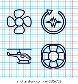 Set of 4 rotate outline icons such as fan, helicopter