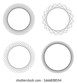 Set of 4 round decorative border frames. Design elements for logos, web, illustrations