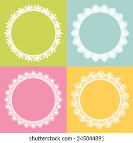 Set of 4 Round Decorative Lace Frames Borders