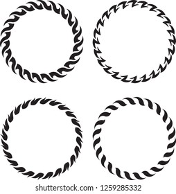 Set of 4 round floral decors. Vintage frames for your design. Vector illustration.