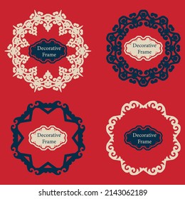 Set of 4 Round Frame in ethnic style. Ornamental Vector Frame. Ethnic Flourish Illustration for Trendy Textile, Home Decor, Paper Products	
