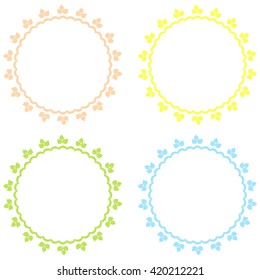 Set of 4 round frames with bright  leaves. .