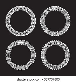 Set of 4 round frames on a black background