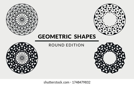 Satz von 4 runden geometrischen Formen. Die Kollektion ist von architektonischen Kuppeln inspiriert. Vektorformen, geeignet für Logo oder Branding