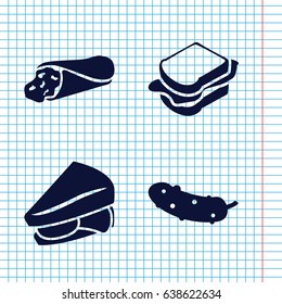 Set of 4 salad filled icons such as wrap sandwich, sandwich