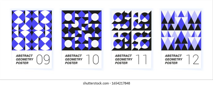 Set of 4 Scandinavian style geometric poster patterns.