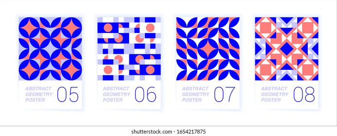 Set of 4 Scandinavian style geometric poster patterns.