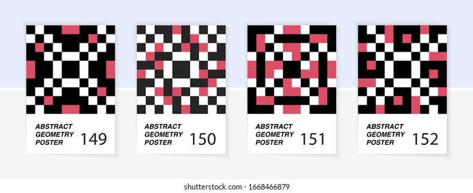 Set of 4 Scandinavian style geometric poster patterns.