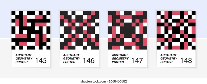 Set of 4 Scandinavian style geometric poster patterns.