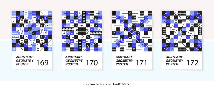 Set of 4 Scandinavian style geometric poster patterns.