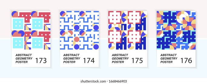 Set of 4 Scandinavian style geometric poster patterns.