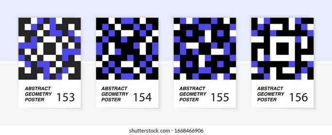 Set of 4 Scandinavian style geometric poster patterns.
