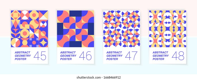 Set of 4 Scandinavian style geometric poster patterns.
