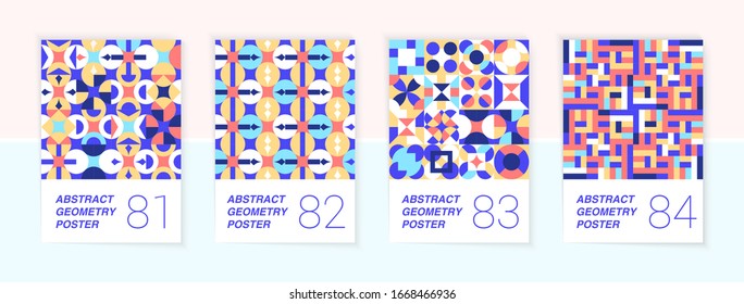 Satz von 4 skandinavischen geometrischen Plakatmustern.
