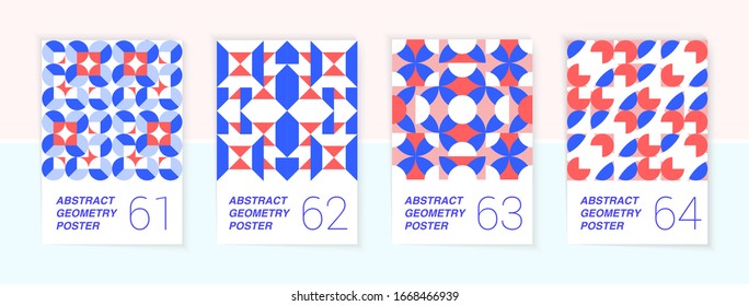 Set of 4 Scandinavian style geometric poster patterns.