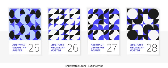 Set of 4 Scandinavian style geometric poster patterns.