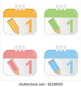 set of 4 school calendar icons