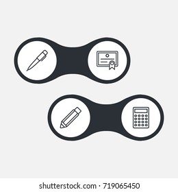 Set Of 4 Science Outline Icons Set.Collection Of Pen, Pencil, Diploma And Other Elements.