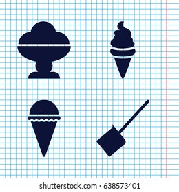Set of 4 scoop filled icons such as dustpan