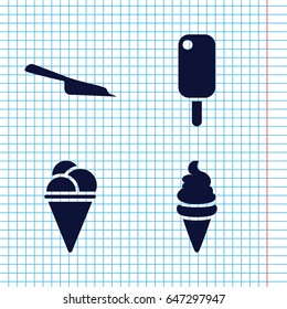 Set of 4 scoop filled icons such as dustpan