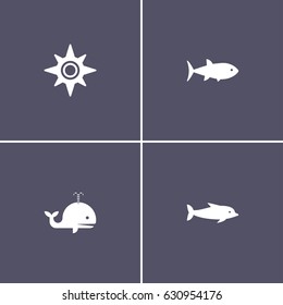 set of 4 sea animals icon