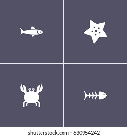 set of 4 sea animals icon