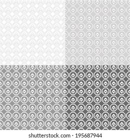 Set of 4 seamless abstract black and white wave pattern