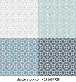 Set of 4 seamless abstract blue, gray and white wave pattern
