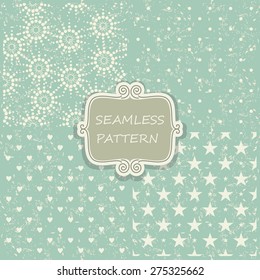 set of 4 seamless abstract doodle pattern