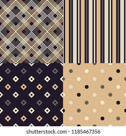 Set of 4 Seamless abstract geometric pattern. Mosaic texture. Can be used for wallpaper, textile, invitation card, wrapping, web page background.