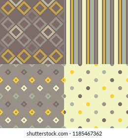 Set of 4 Seamless abstract geometric pattern. Mosaic texture. Can be used for wallpaper, textile, invitation card, wrapping, web page background.