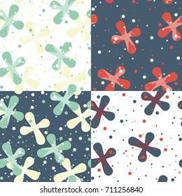 Set of 4 seamless abstract pattern. Vector image.