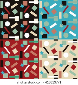 Set of 4 seamless background image of vintage round geometry pattern. Eps-8.