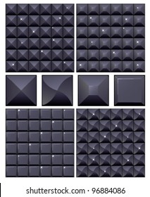 Set of 4 seamless black mosaic backgrounds