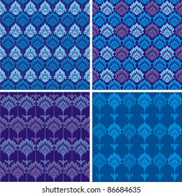 Set of 4 Seamless colorful  pattern. Vector illustration.