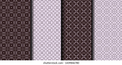 Set of 4 seamless decorative geometric pattern. vector illustration.