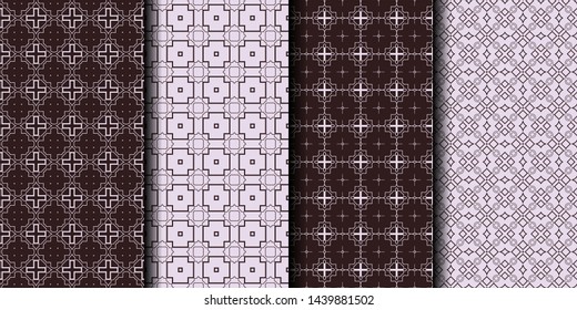 Set of 4 seamless decorative geometric pattern. vector illustration.