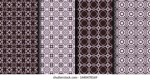Set of 4 seamless decorative geometric pattern. vector illustration.